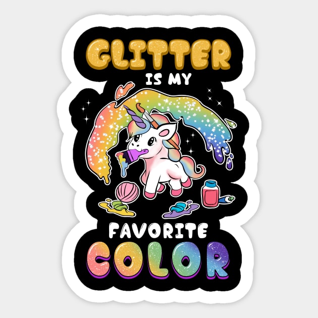 Cute & Funny Glitter Is My Favorite Color Unicorn Sticker by theperfectpresents